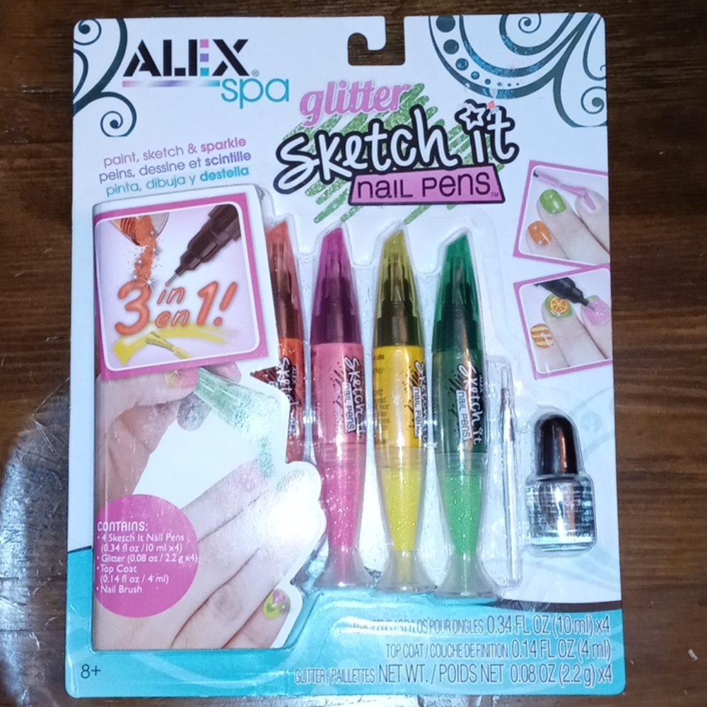 Alex Spa glitter sketch it nail pens kit
